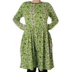 DUNS Sweden Adult's Green Willow - Long Sleeve Dress With Gathered Skirt-Warehouse Find-Modern Rascals