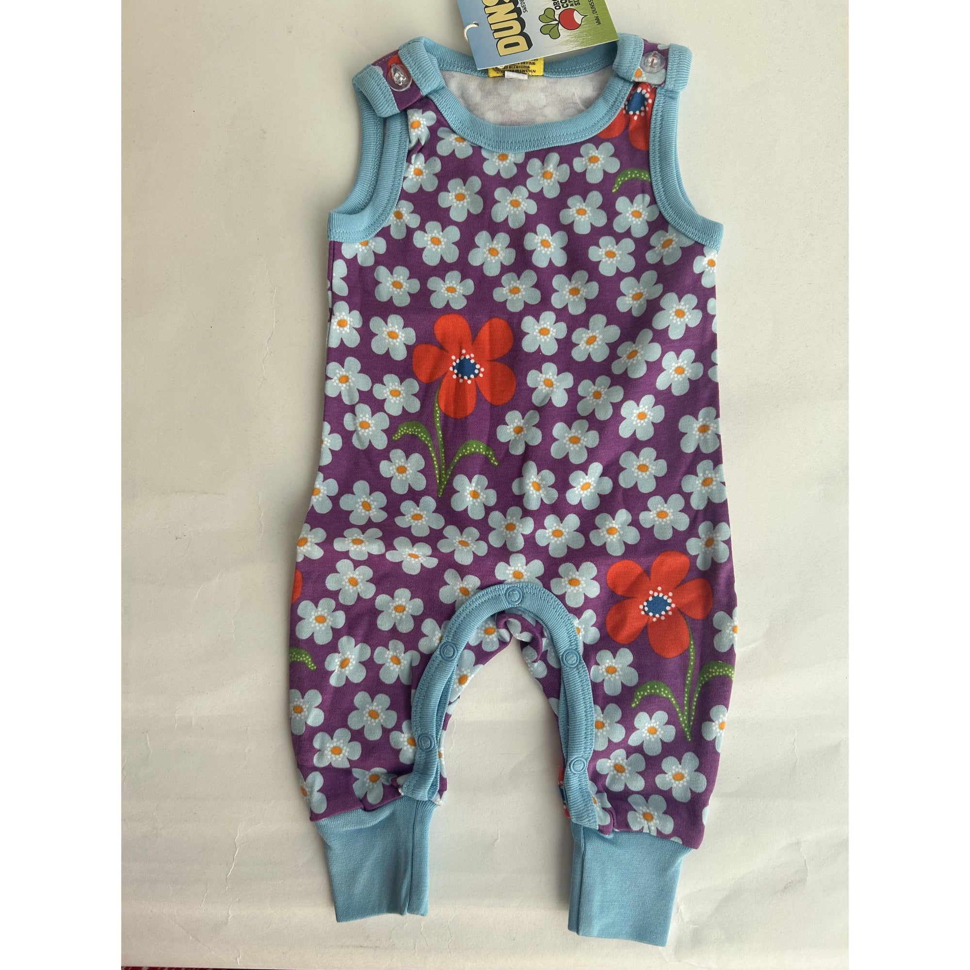 DUNS Sweden Flower Orchid Dungarees - Size 0-1 Months (50cm)-Warehouse Find-Modern Rascals