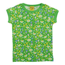 Duns Sweden Green Mid Summer Flowers Single Jersey Short Sleeve Shirt - Size 5-6 years (116cm)-Warehouse Find-Modern Rascals