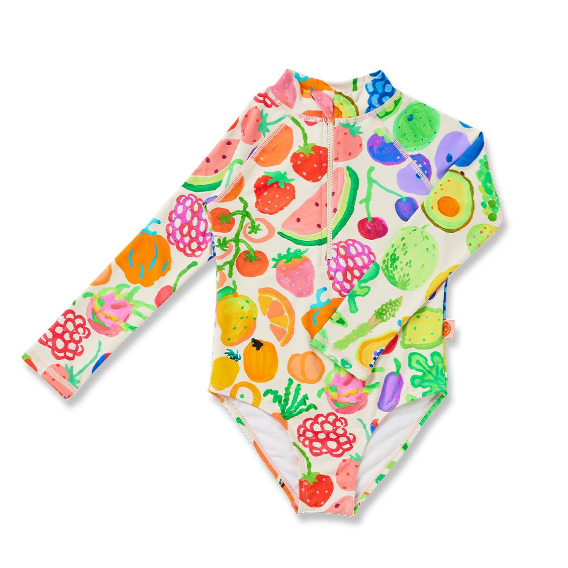 Eat The Rainbow Long Sleeve Zip Bathing Suit-Halcyon Nights-Modern Rascals