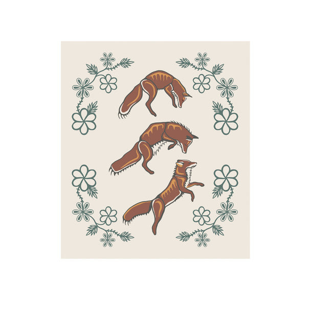Eco Cloth - Foxes (Wagooshna) by Storm Angeconeb (Lac Seul First Nation, Ojibwe)-Native Northwest-Modern Rascals