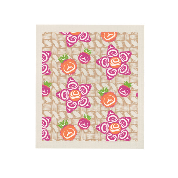 Eco Cloth - Salmon Berry by Yasakw (Shelly Samuels), (Haida, Kwakwaka'wakw)-Native Northwest-Modern Rascals