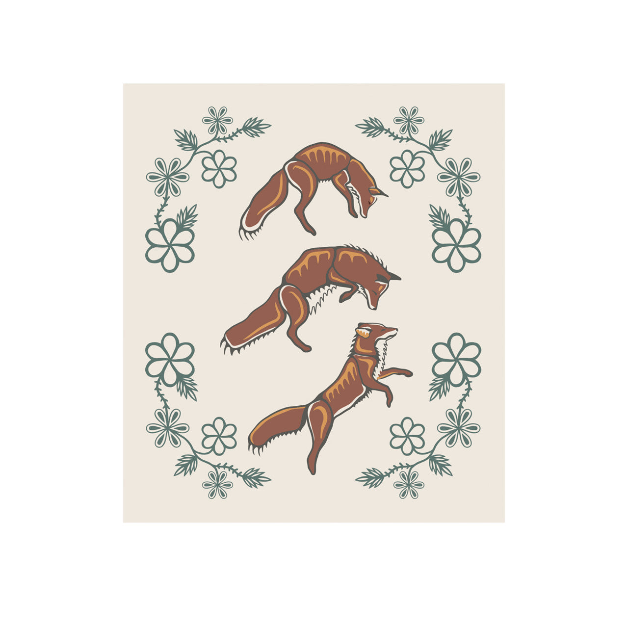 Eco Cloths - Foxes (Wagooshna) - Storm Angeconeb (Lac Seul First Nation, Ojibwe)-Native Northwest-Modern Rascals