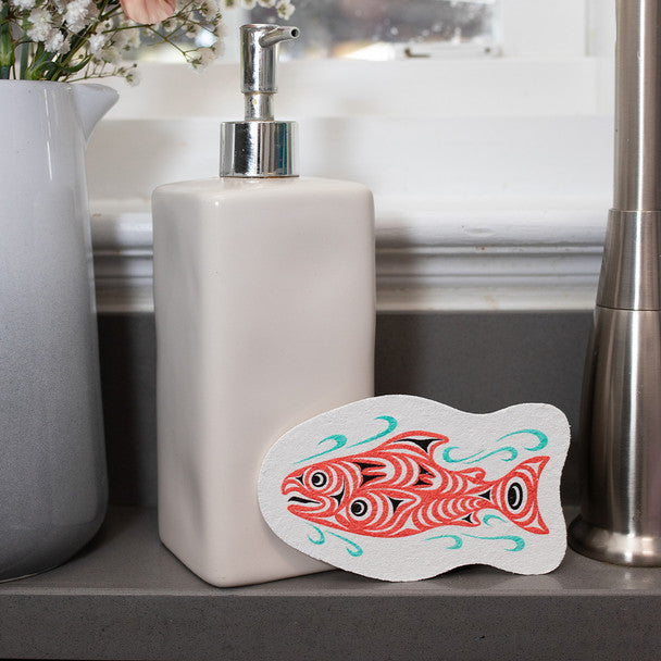 Eco Sponge - Coho Salmon by Joe Wilson-Sxwaset (Coast Salish)-Native Northwest-Modern Rascals