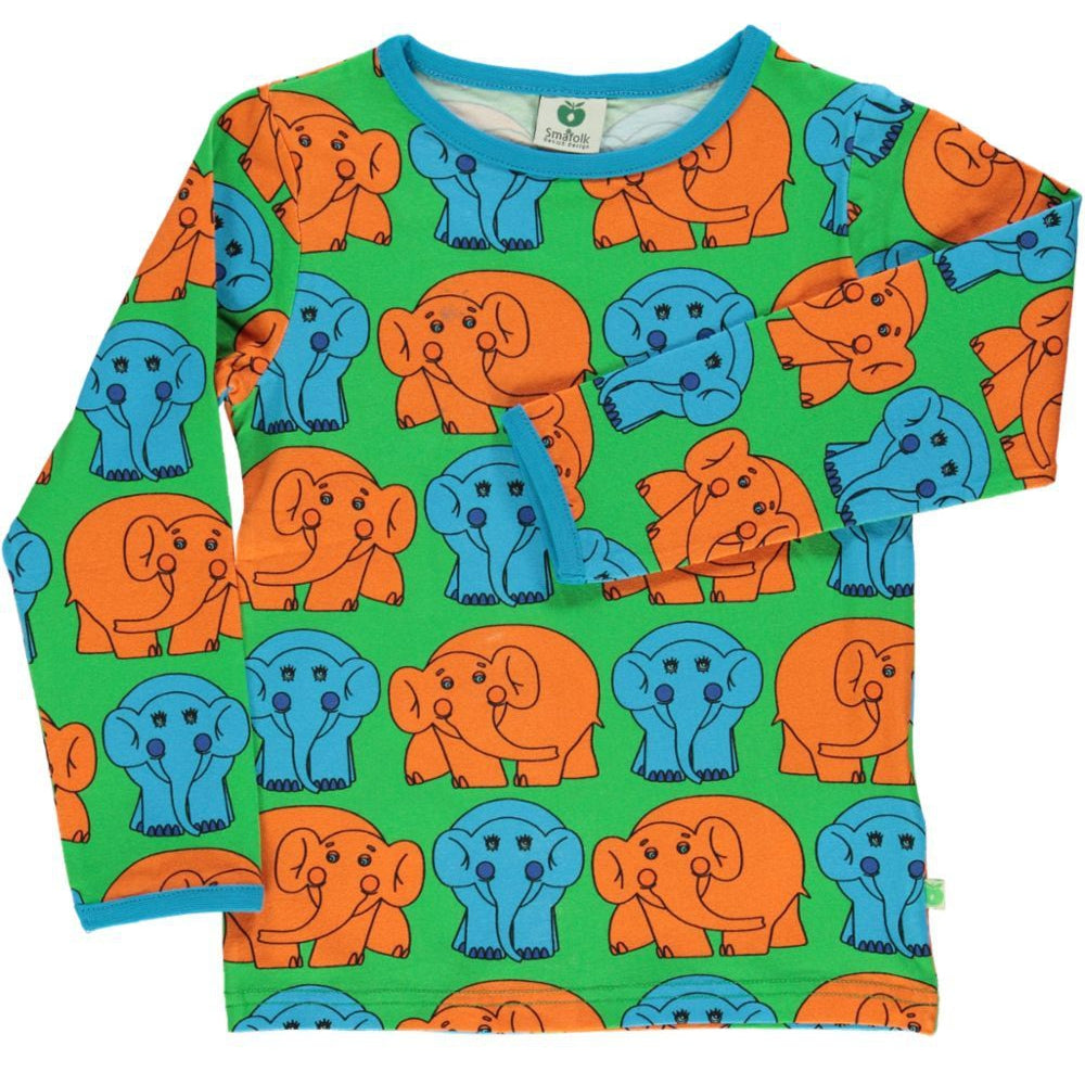 Elephant Long Sleeve Shirt - Green - 1 Left Size 9-10 years-Smafolk-Modern Rascals