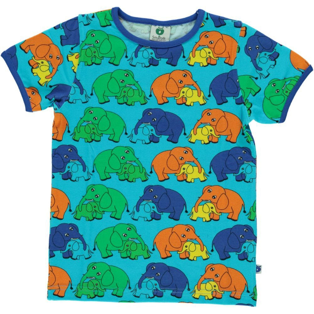 Elephant T-Shirt - Blue Atoll - 2 Left Size 11-12 years-Smafolk-Modern Rascals