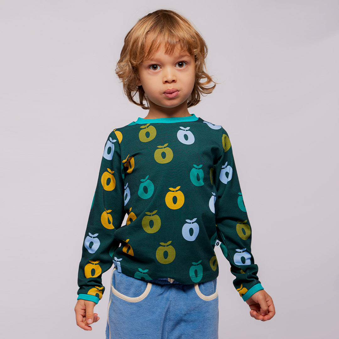 Elstar Long Sleeve Shirt With Apples In Dark Cove-Smafolk-Modern Rascals