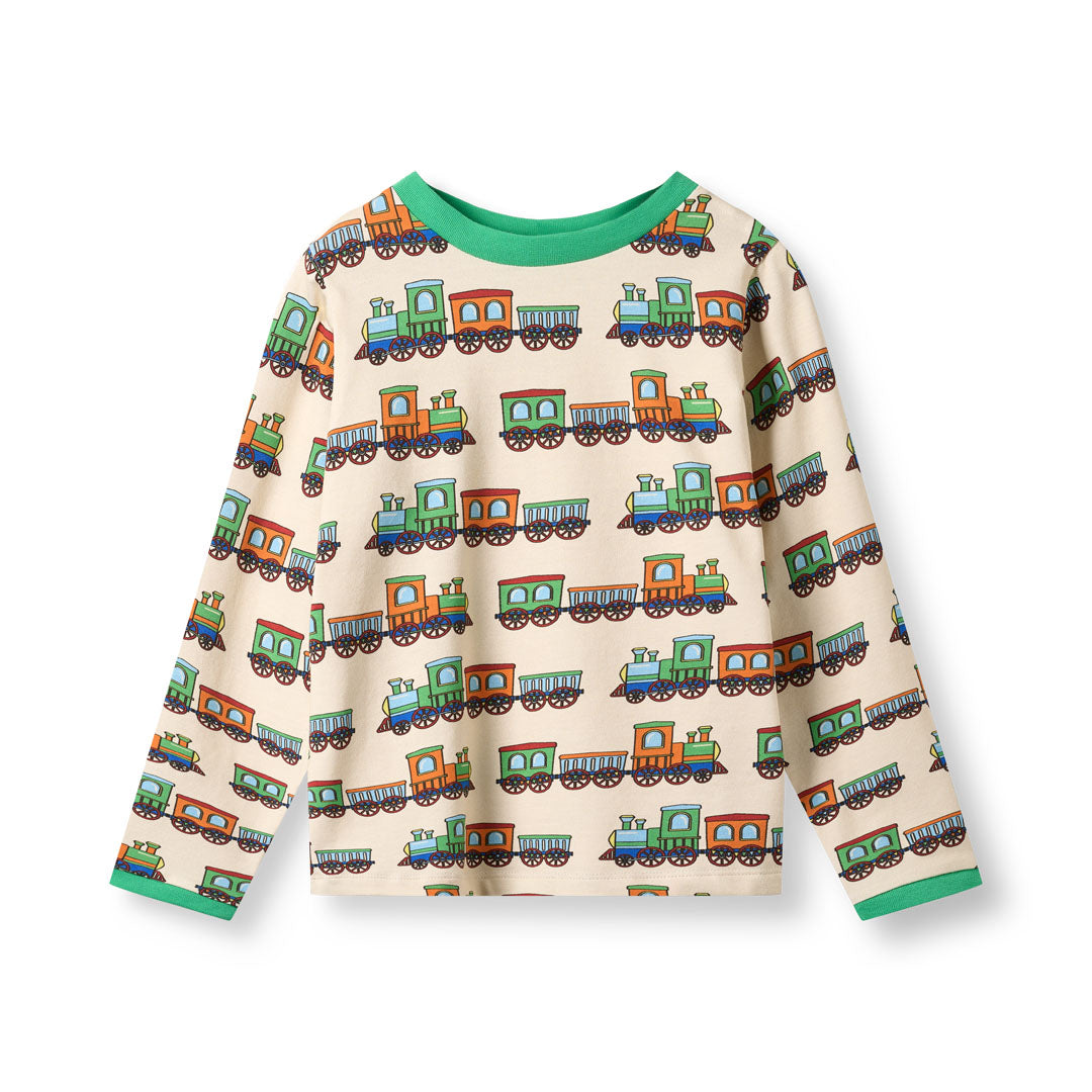 Elstar Long Sleeve Shirt with Trains - 2 Left Size 4-5 & 7-8 years-Smafolk-Modern Rascals