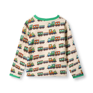 Elstar Long Sleeve Shirt with Trains-Smafolk-Modern Rascals