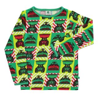 Excavators Long Sleeve Shirt in Bright Green - 2 Left Size 7-8 & 9-10 years-Smafolk-Modern Rascals