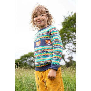 Fairisle / Tiger Fowey Fairisle Knitted Sweater - 1 Left Size 7-8 years-Frugi-Modern Rascals