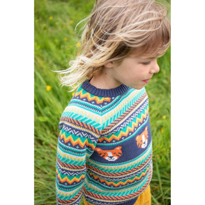 Fairisle / Tiger Fowey Fairisle Knitted Sweater - 1 Left Size 7-8 years-Frugi-Modern Rascals