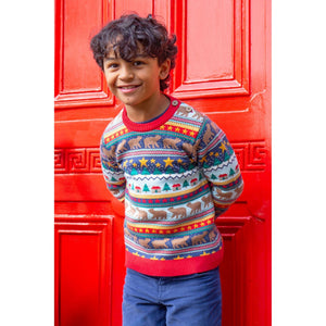 Fairisle/Christmas Forest Fairisle Sweater - 2 Left Size 5-6 & 8-9 years-Frugi-Modern Rascals