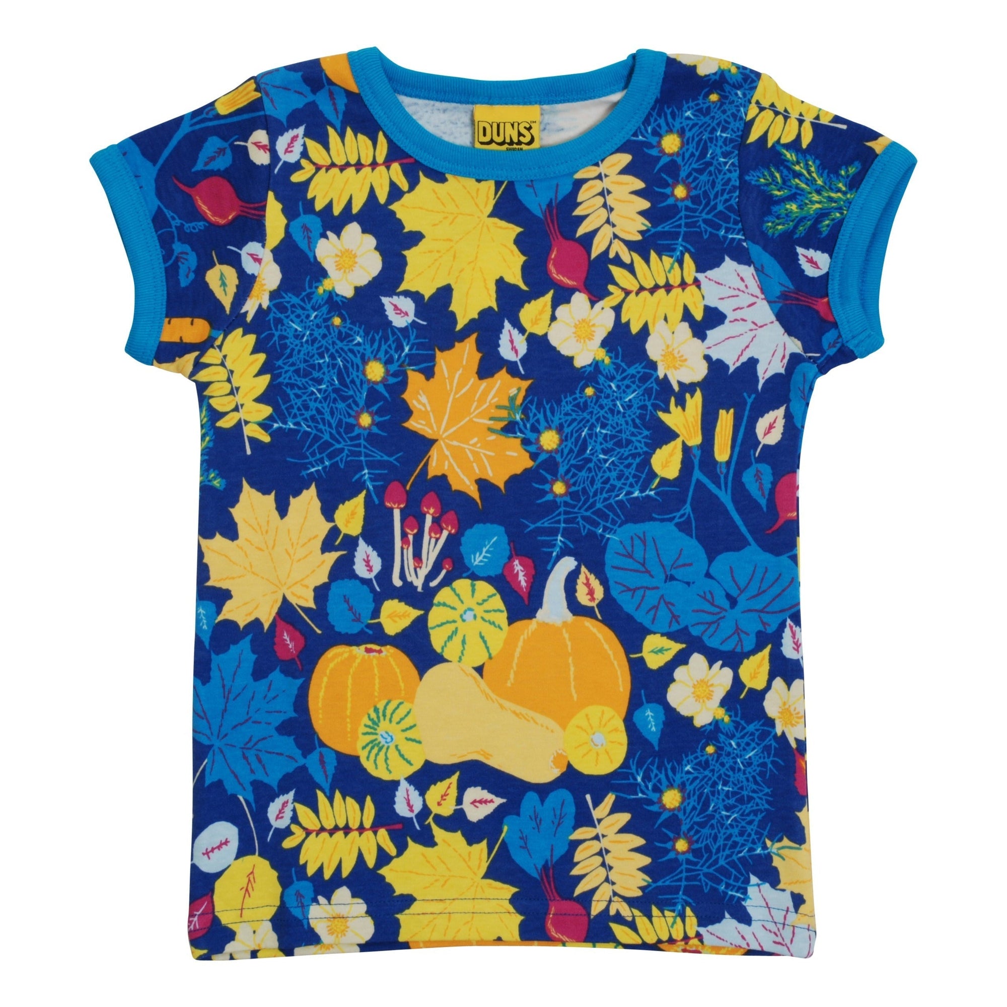 Fall Flowers - Blue Short Sleeve Shirt - 1 Left Size 12-13 years-Duns Sweden-Modern Rascals