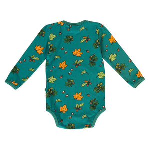 Fall Leaves Long Sleeve Onesie - Petroleum Green - 2 Left Size 3-6 & 6-9 months-Smafolk-Modern Rascals