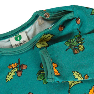 Fall Leaves Long Sleeve Onesie - Petroleum Green - 2 Left Size 3-6 & 6-9 months-Smafolk-Modern Rascals