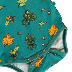 Fall Leaves Long Sleeve Onesie - Petroleum Green - 2 Left Size 3-6 & 6-9 months-Smafolk-Modern Rascals