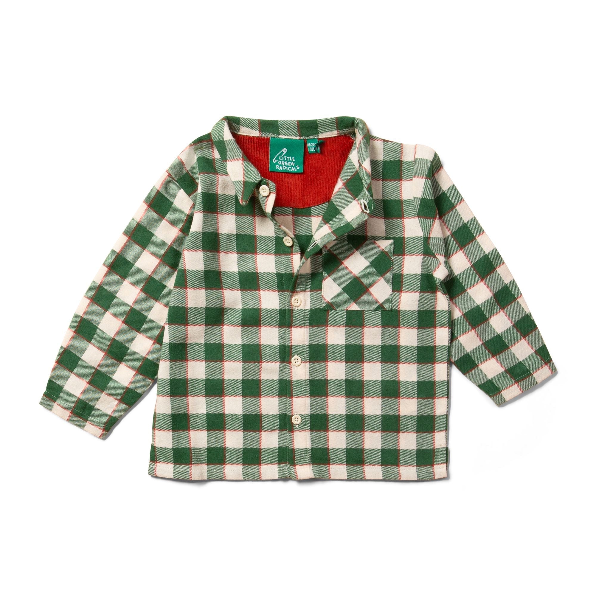 Fern Green Check Long Sleeve Shirt - 1 Left Size 3-4 years-Little Green Radicals-Modern Rascals