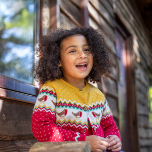 Festive Fair Isle Carol Cardigan - 2 Left Size 7-8 & 9-10 years-Frugi-Modern Rascals