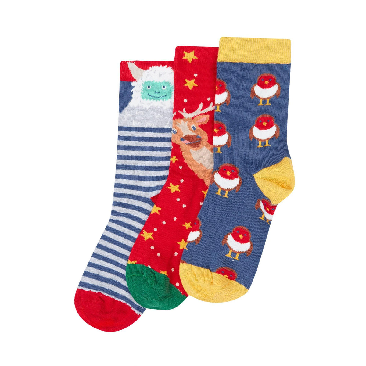 Festive Rock My Socks - 3 Pack - 1 Left Size 2-4 years-Frugi-Modern Rascals