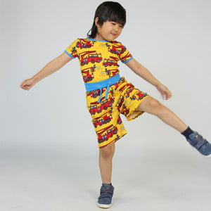 Firetruck Shorts in Yellow - 1 Left Size 11-12 years-Smafolk-Modern Rascals