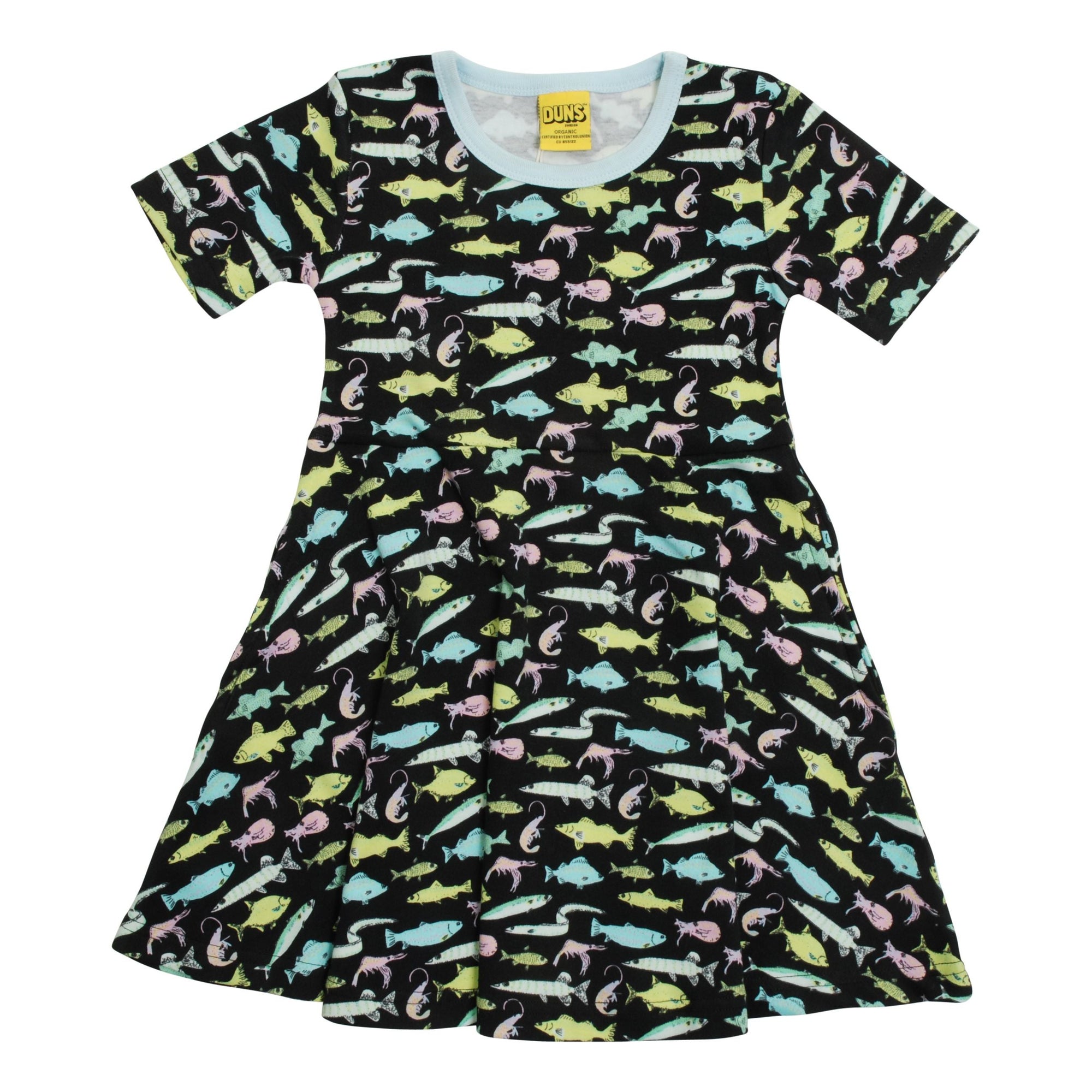 Fish - Black Short Sleeve Skater Dress-Duns Sweden-Modern Rascals