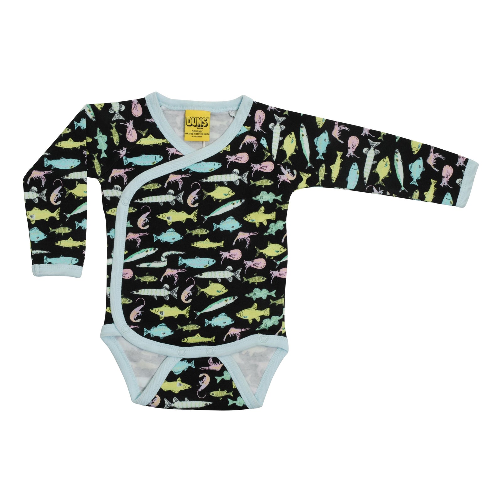 Fish - Black Wrap Style Long Sleeve Onesie - 2 Left Size 2-4 & 4-6 months-Duns Sweden-Modern Rascals
