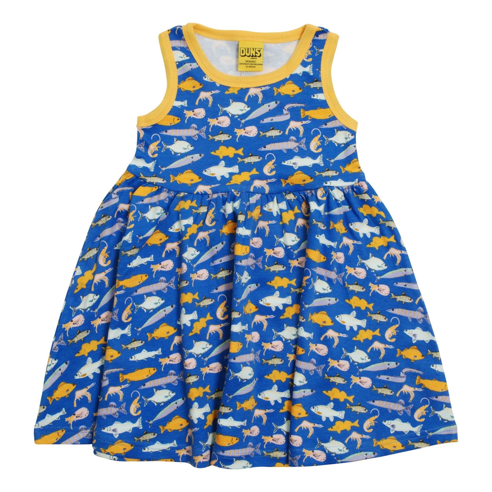 Fish - Blue Sleeveless Dress With Gathered Skirt - 2 Left Size 9-10 & 11-12 years-Duns Sweden-Modern Rascals