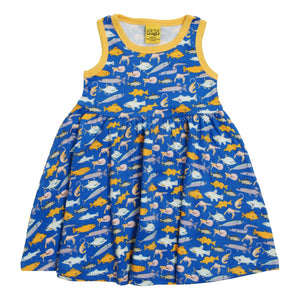 Fish - Blue Sleeveless Dress With Gathered Skirt - 2 Left Size 9-10 & 11-12 years-Duns Sweden-Modern Rascals