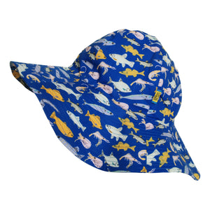 Fish - Blue Woven Sunhat - 1 Left Size L-Duns Sweden-Modern Rascals