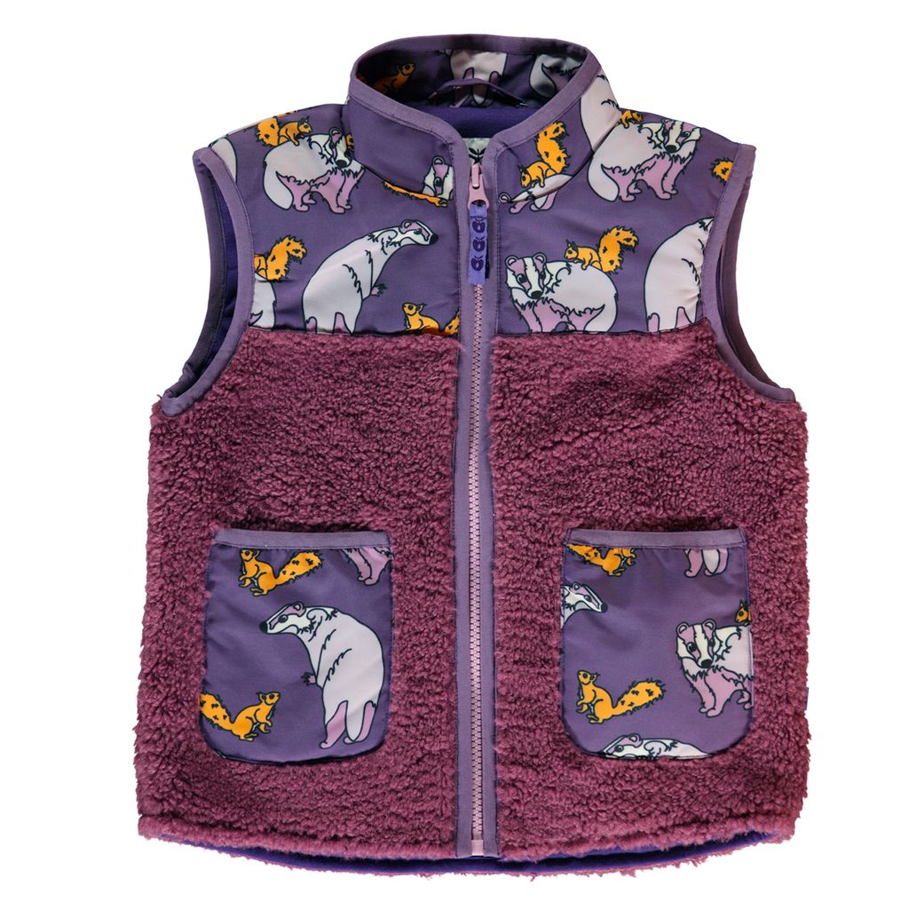 Fleece Badger and Squirrel Vest in Loganberry - 2 Left Size 2-3 & 4-5 years-Smafolk-Modern Rascals