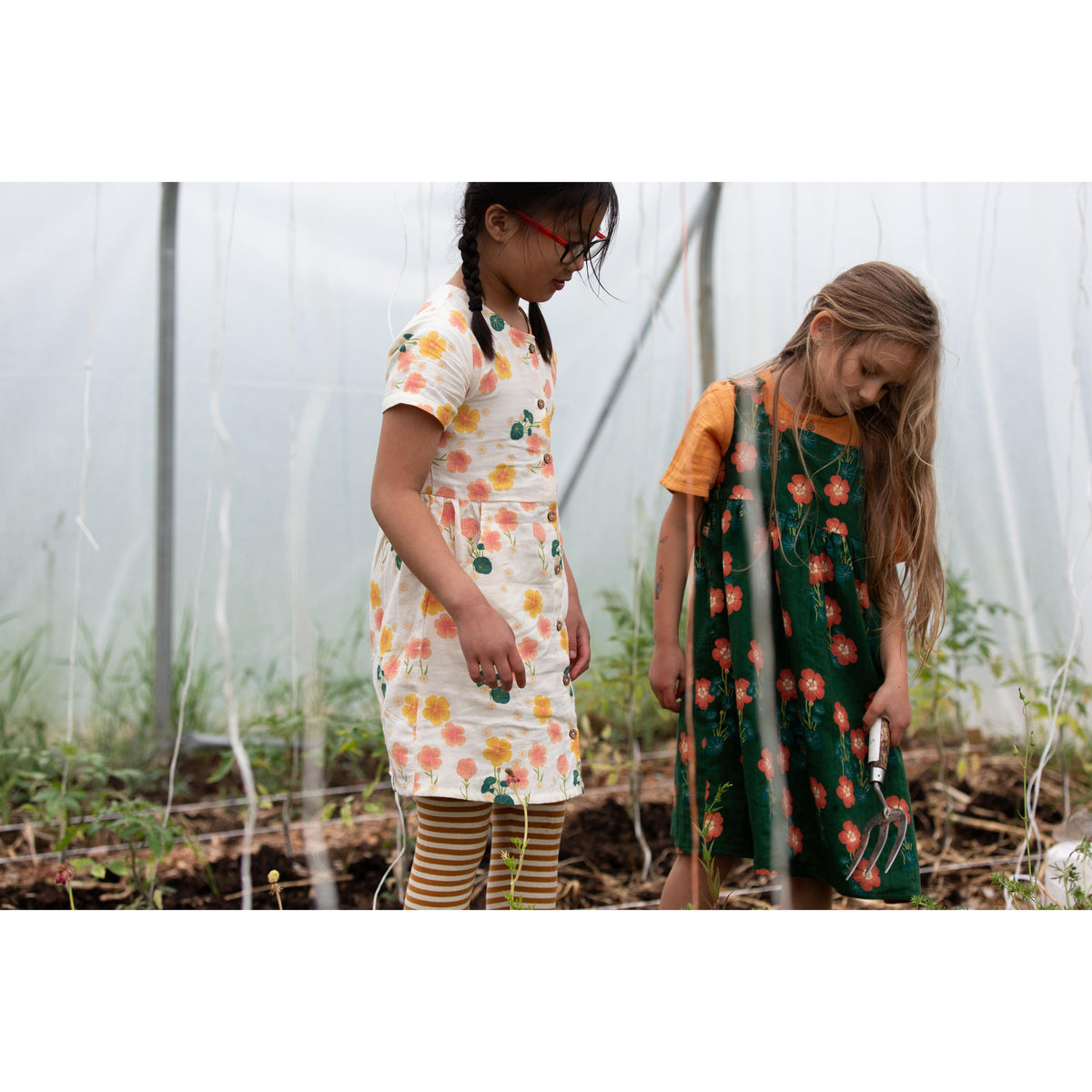 Flora Button Through Short Sleeve Dress-Little Green Radicals-Modern Rascals