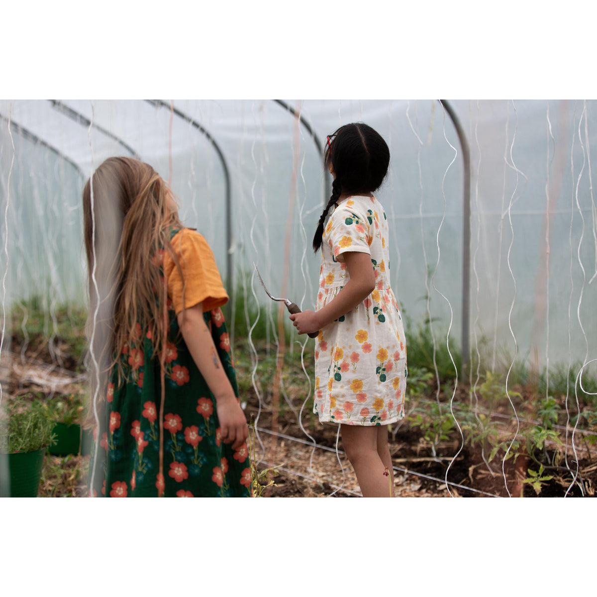 Flora Button Through Short Sleeve Dress-Little Green Radicals-Modern Rascals