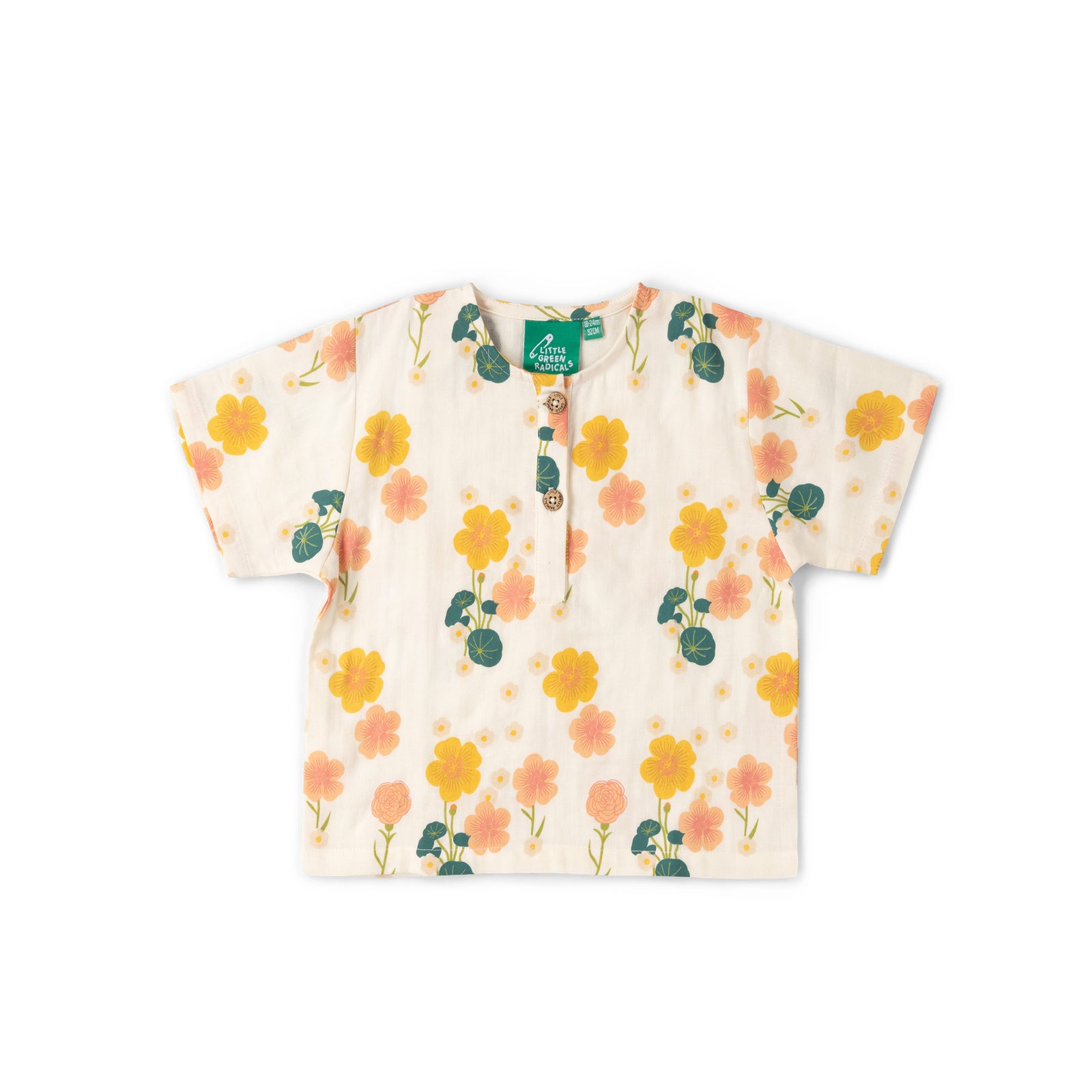 Flora Loose Fit Short Sleeve Henley Top-Little Green Radicals-Modern Rascals