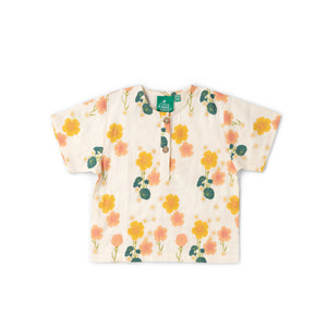 Flora Loose Fit Short Sleeve Henley Top-Little Green Radicals-Modern Rascals