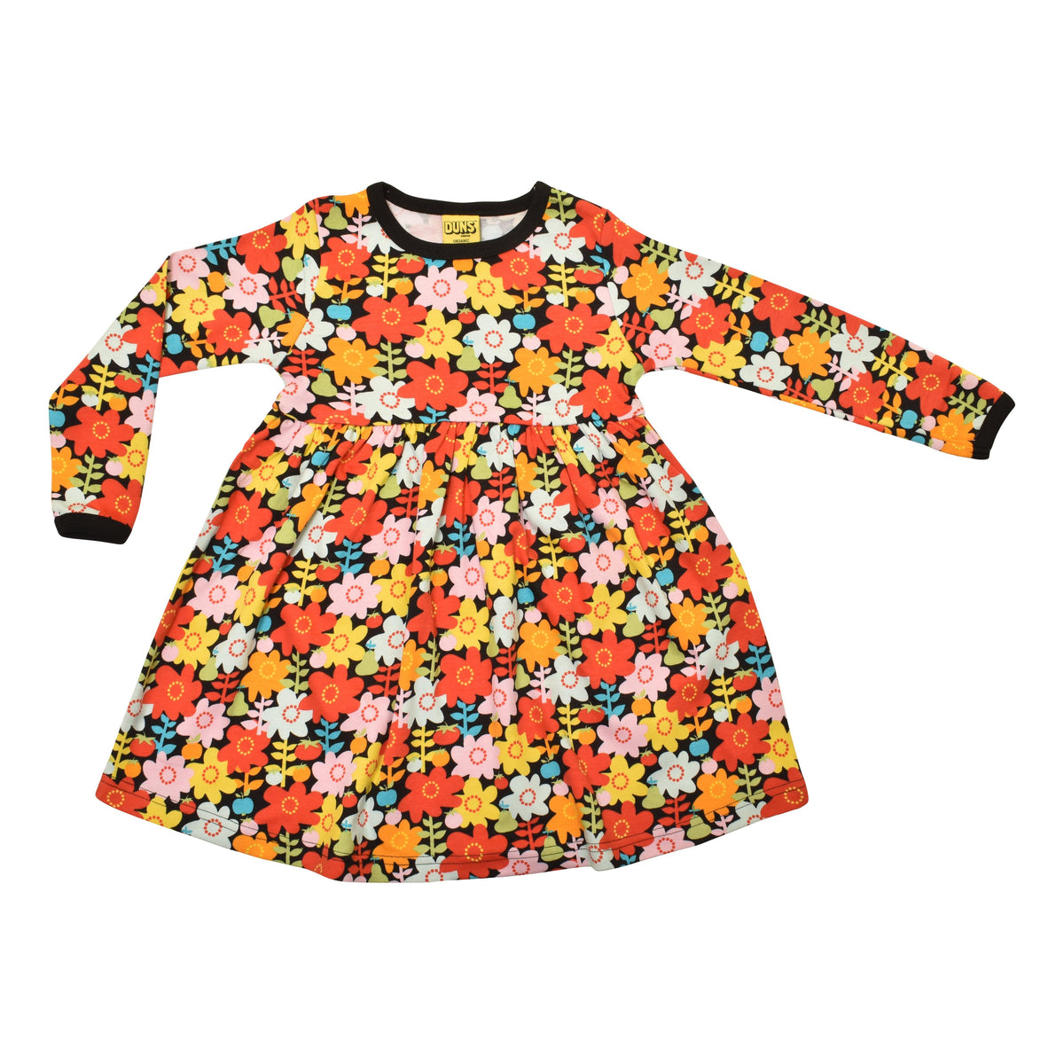 Flower Pot Long Sleeve Dress With Gathered Skirt-Duns Sweden-Modern Rascals