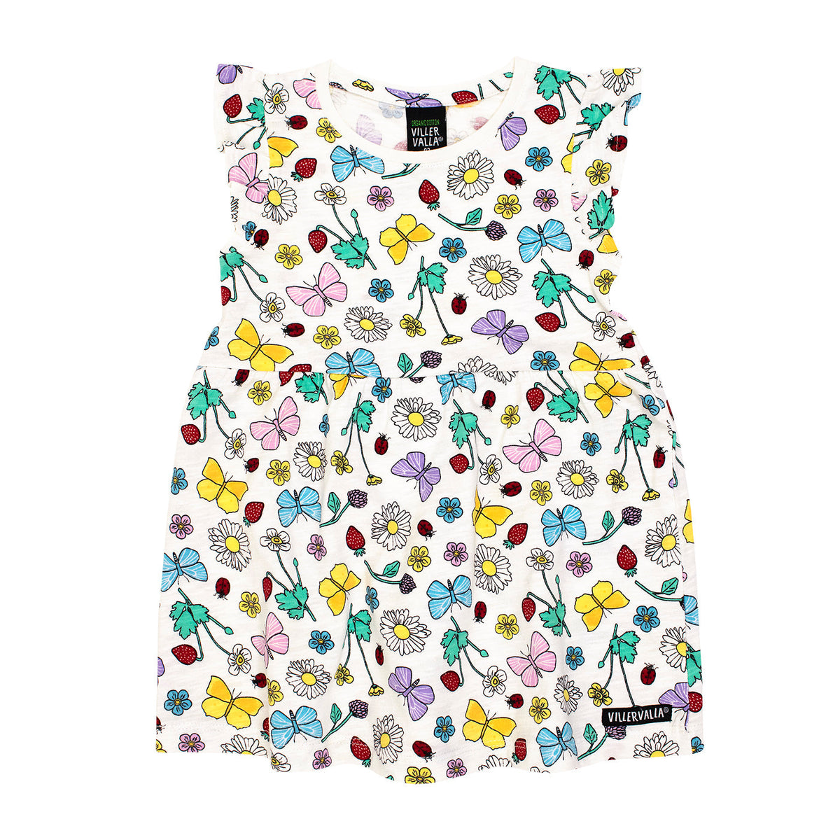 Flower Short Sleeve Dress With Ruffles - 1 Left Size 8-9 years-Villervalla-Modern Rascals