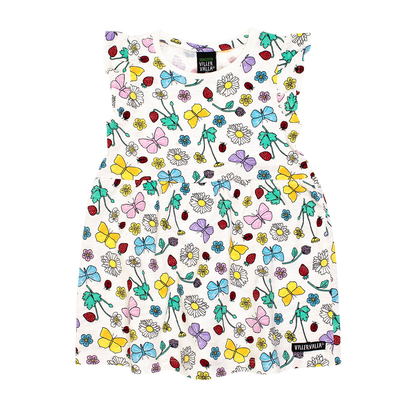 Flower Short Sleeve Dress With Ruffles - 2 Left Size 8-9 & 9-10 years-Villervalla-Modern Rascals