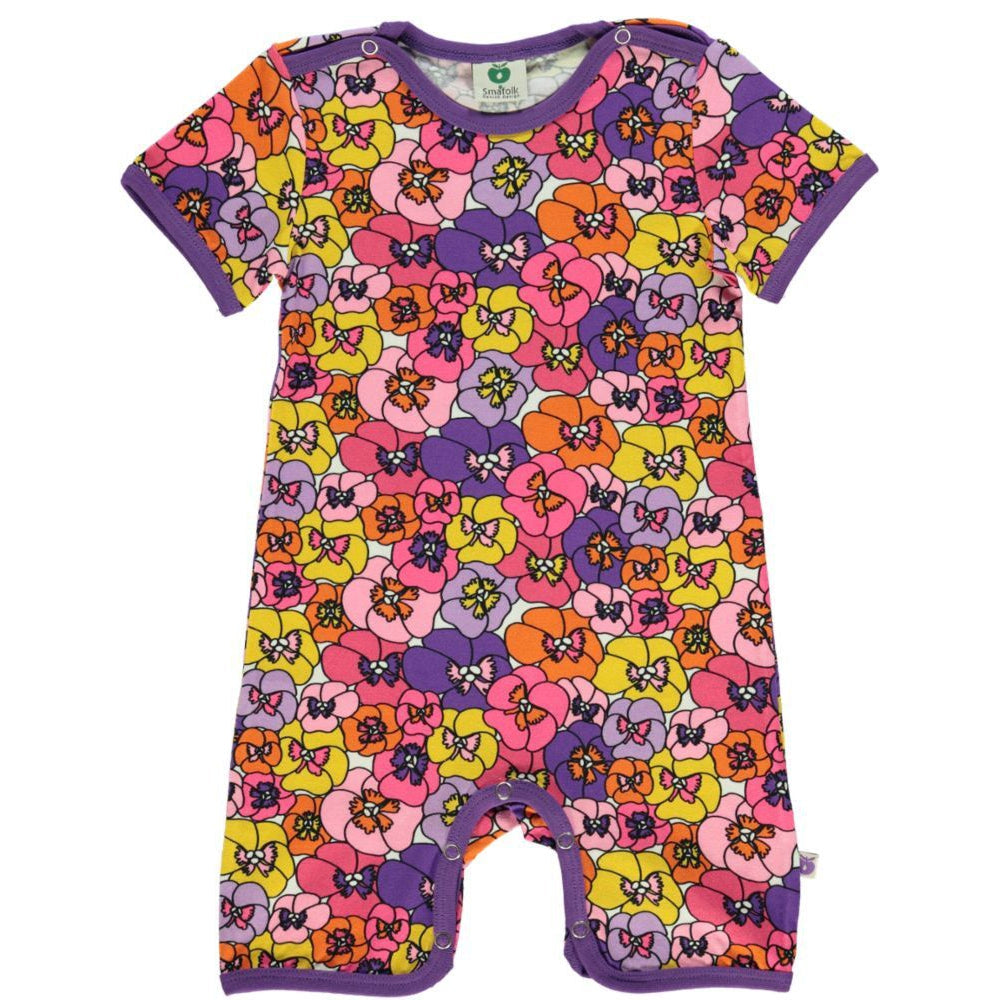 Flower Short Sleeve Suit - Purple Heart - 1 Left Size 2-3 years-Smafolk-Modern Rascals