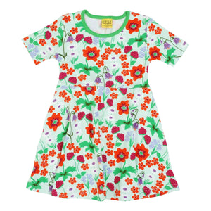 Flowers - Bay Green Short Sleeve Skater Dress - 1 Left Size 11-12 years-Duns Sweden-Modern Rascals