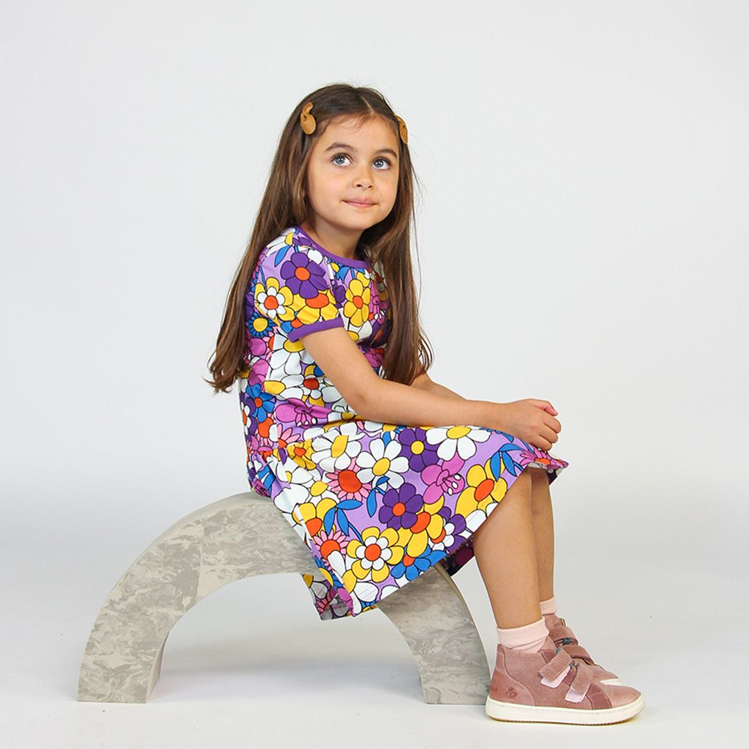 Flowers Short Sleeve Dress in Viola-Smafolk-Modern Rascals