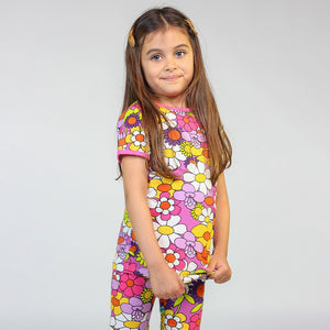 Flowers Short Sleeve Shirt in Spring Pink - 1 Left Size 9-10 years-Smafolk-Modern Rascals