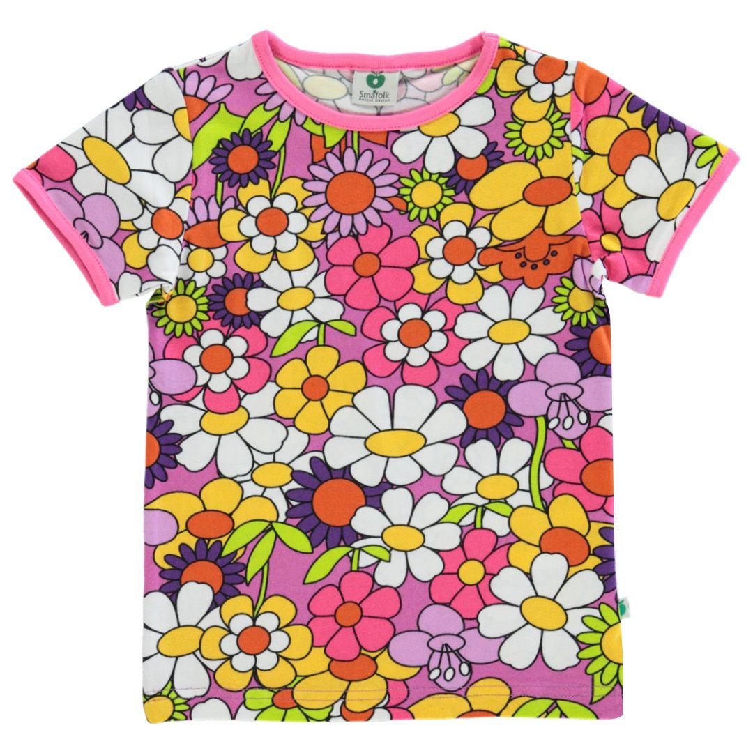 Flowers Short Sleeve Shirt in Spring Pink - 2 Left Size 3-4 & 9-10 years-Smafolk-Modern Rascals