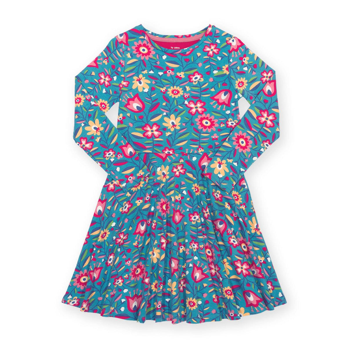 Folksy Bloom Long Sleeve Skater Dress-Kite-Modern Rascals