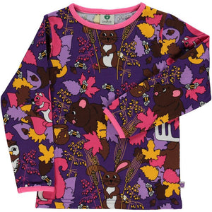 Forest Animals Long Sleeve Shirt - Purple Heart - 2 Left Size 3-4 & 11-12 years-Smafolk-Modern Rascals