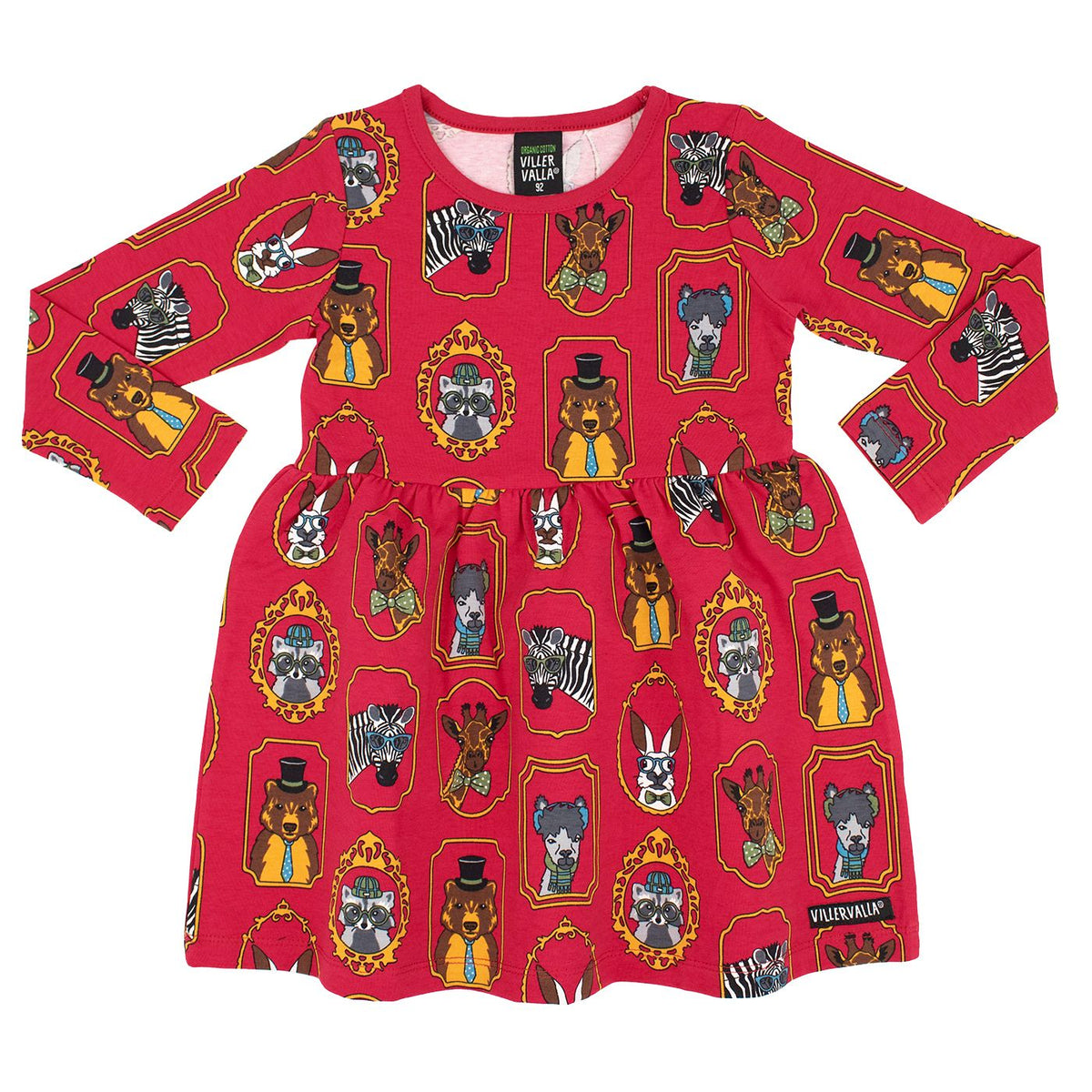 Framed Animals Long Sleeve Flared Dress in Rosehip-Villervalla-Modern Rascals