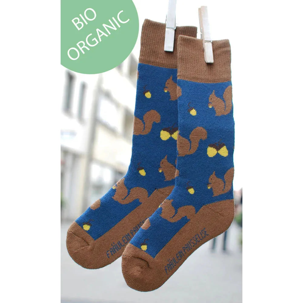 Fraulein Prusselise Navy Blue Terry Squirrel Socks - Size 27-30 (4-6 Years)-Warehouse Find-Modern Rascals