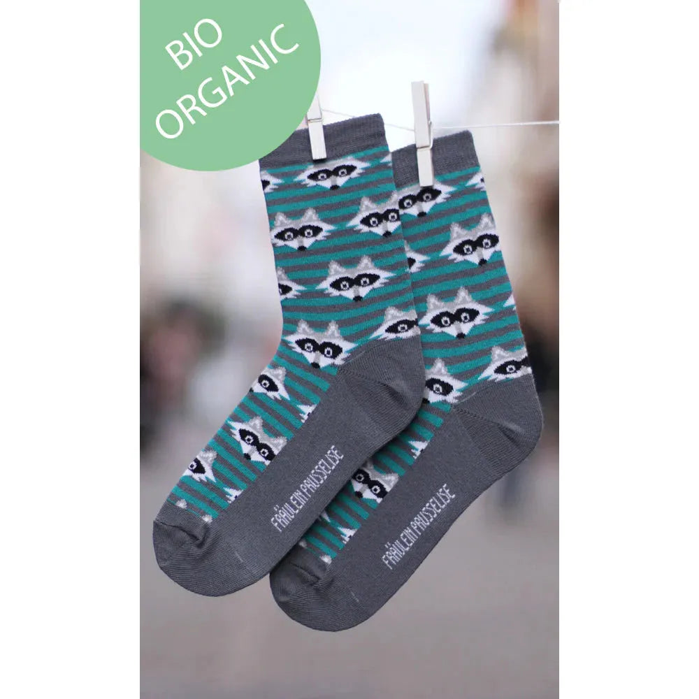 Fraulein Prusselise Raccoon Socks - Size 27-30 (4-6 Years)-Warehouse Find-Modern Rascals