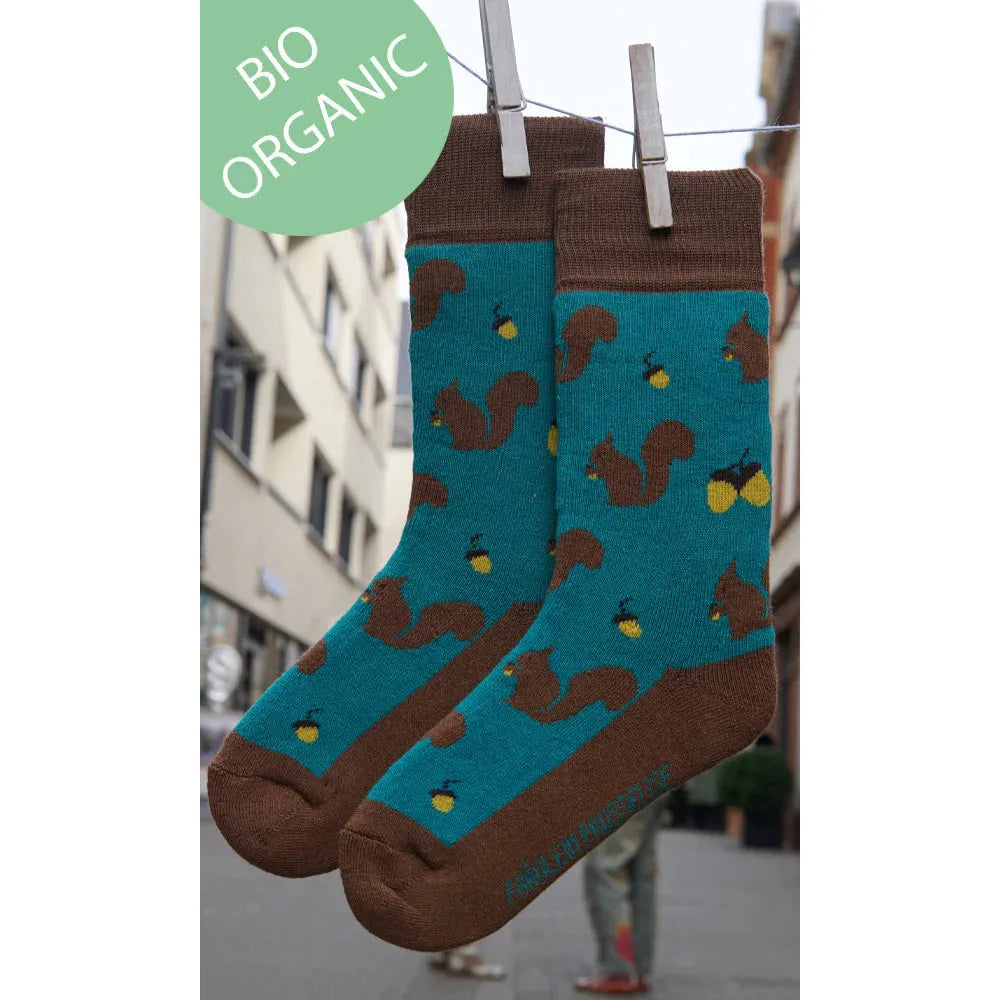 Fraulein Prusselise Teal Terry Squirrel Adult Socks - Size 39-42-Warehouse Find-Modern Rascals