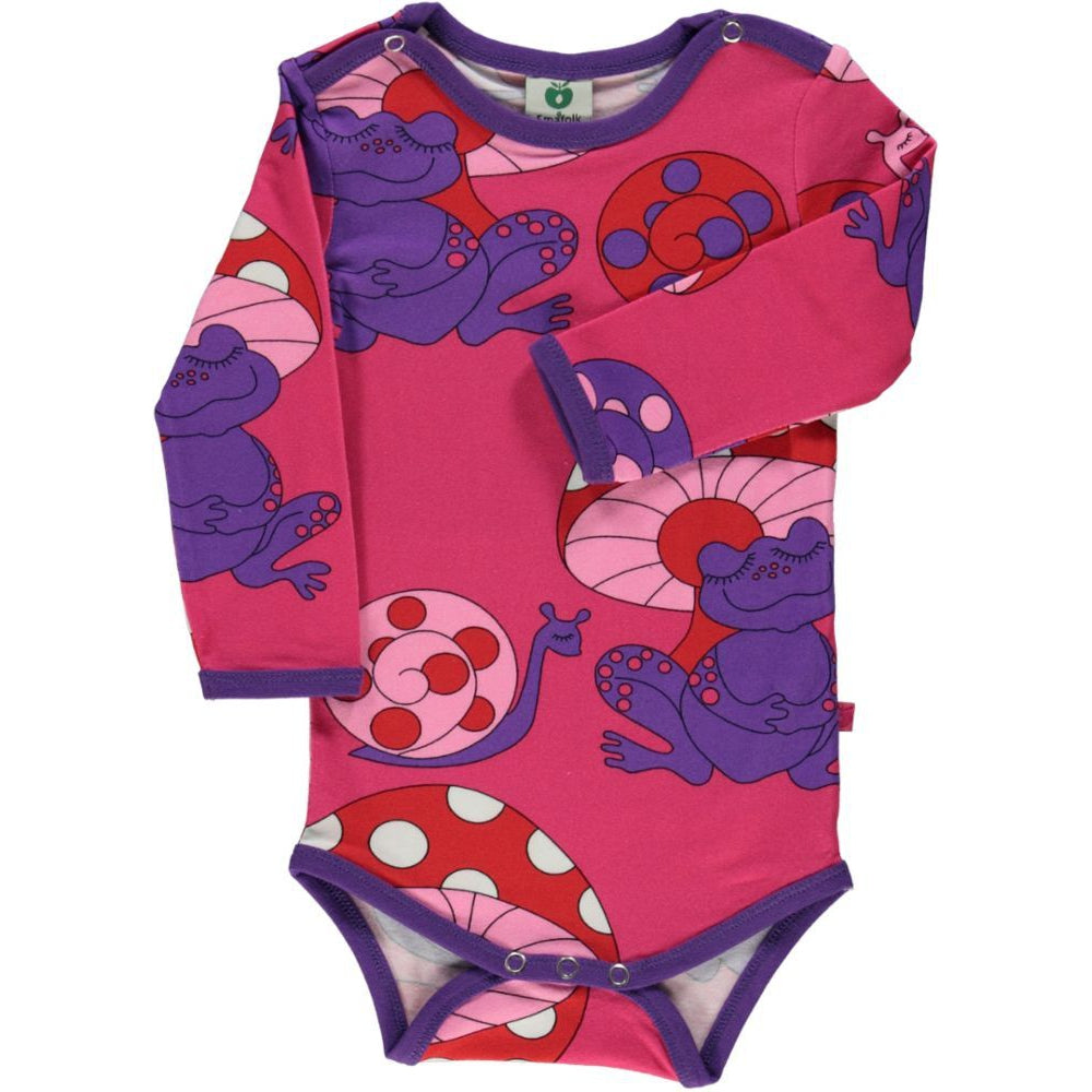 Frog & Snail Long Sleeve Onesie - Carmine - 2 Left size 3-6 & 6-9 months-Smafolk-Modern Rascals